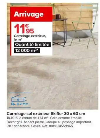 Castorama Carrelage Sol extérieur Skiffer 30x60cm offre