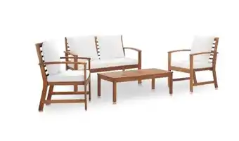Salon de Jardin 4 pcs avec Coussins Bois d'Acacia Solide ModĂšle 1