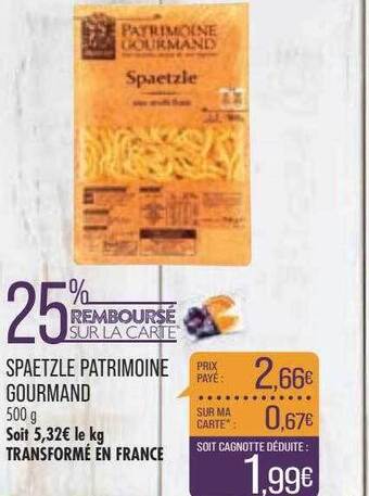 Match Spaetzle Patrimoine Gourmand offre