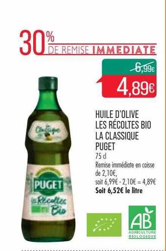 Match Huile D'olive Les Récoltes Bio La Classique Puget offre