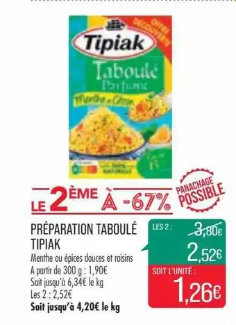 Match Préparation Taboulé Tipiak offre