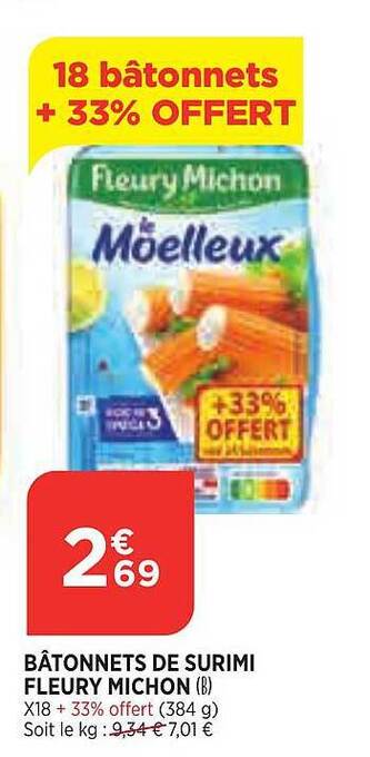 Maximarché Bâtonnets De Surimi Fleury Michon offre