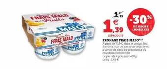 Super U Fromage Frais Malo offre