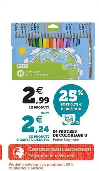Super U 24 Feutres De Coloriage U offre