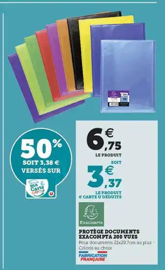 Super U Protège Documents Exacompta 200 Vues offre