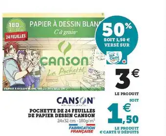 Super U Pochette De 24 Feuilles De Papier Dessin Canson offre