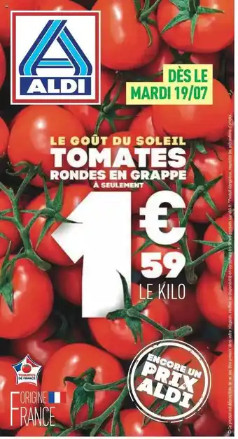 ALDI Le Goût Du Soleil Tomates Rondes En Grappe offre