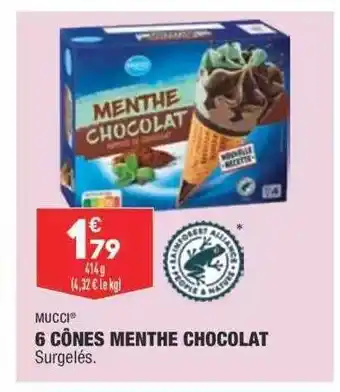ALDI Mucci 6 Cônes Menthe Chocolat offre