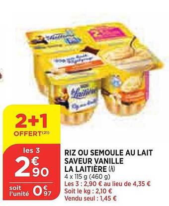 Bi1 Riz Ou Semoule Au Lait La Laitière offre