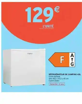 Intermarché Réfrigérateur De Camping 43 L Vivax offre