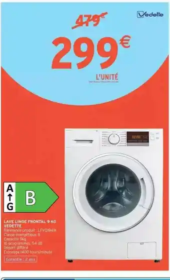 Intermarché Lave Linge Frontal 9 Kg Vedette offre