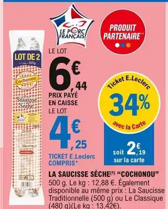 E.Leclerc La Saucisse Sèche offre