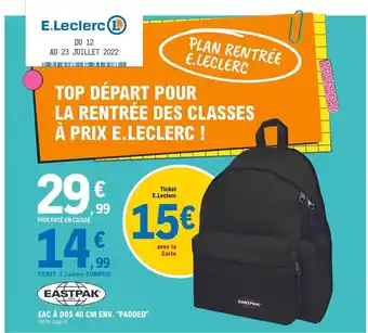 E.Leclerc Sac à Dos 40 Cm Env. offre
