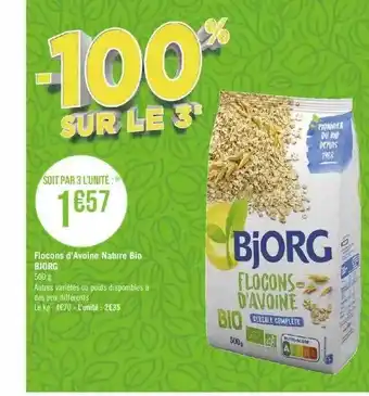 Géant Casino Flocons D'avoine Nature Bio Bjorg offre
