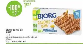 Géant Casino Gaufres Au Miel Bio Bjorg offre