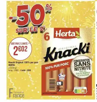 Géant Casino Knacki Original 100% Pur Porc Herta offre