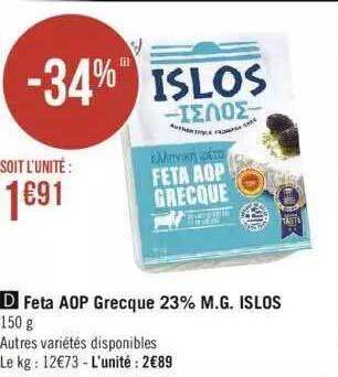 Géant Casino Feta Aop Grecque 23% M.g. Islos offre