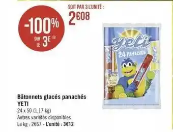 Géant Casino Bâtonnets Glacés Panachés Yeti offre