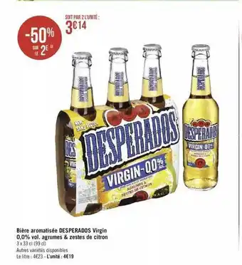 Géant Casino Bière Aromatisée Desperados Virgin 0,0% Vol. Agrumes & Zestes De Citron offre
