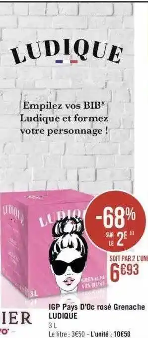 Géant Casino Igp Pays D'oc Rosé Grenache Ludique offre