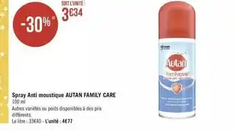 Spray Anti Moustique Autan Family Care