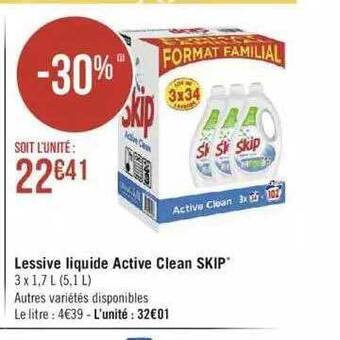Géant Casino Lessive Liquide Active Clean Skip offre