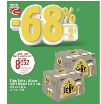 Géant Casino Bière Belge D'abbaye Leffe Blonde 6.6% Vol. offre