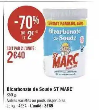 Géant Casino Bicarbonate De Soude St Marc -70% Sur Le 2e offre