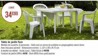 Géant Casino Table De Jardin Faro offre