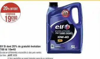 Elf 5l Dont 20% De Gratuité évolution 700 Td 10w40