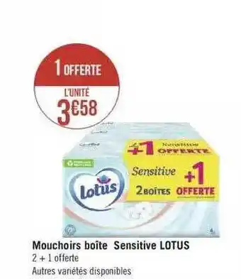 Géant Casino Mouchoirs Boîte Sensitive Lotus offre