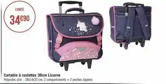 Géant Casino Cartable à Roulettes 38 Cm Licorne offre