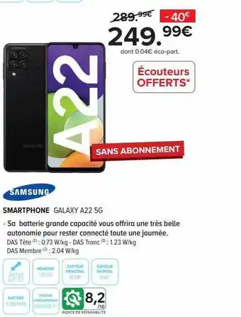 Gitem Smartphone Galaxy A22 5g Samsung offre