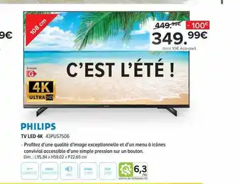 Gitem Philips Tv Led 4k 43pus7506 offre