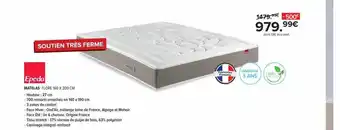 Epeda Matelas Flore 160 X 200 Cm Hauteur 27 Cm
