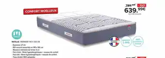 Gitem Matelas Marinière 160 X 200 Cm Merinos offre