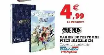 Hyper U Cahier De Texte One Piece 15,5 X 21,5 Cm offre