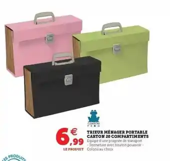 Hyper U Trieur Ménager Portable Carton 20 Compartiments offre