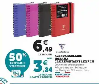 Agenda Scolaire Iderama Clairefontaine 12 X 17 Cm