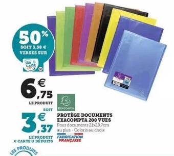 Hyper U Protège Documents Exacompta 200 Vues offre
