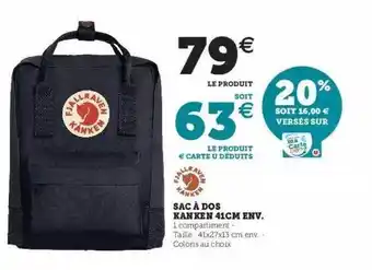 Hyper U Sac à Dos Kanken 41 Cm Env. offre