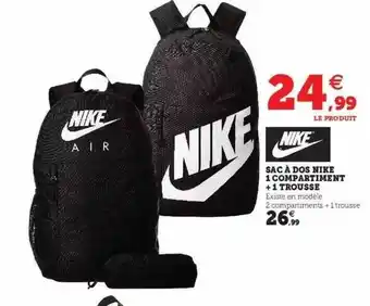 Hyper U Sac à Dos Nike 1 Compartiment + 1 Trousse Nike offre