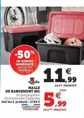 Hyper U Malle De Rangement 60l Sundis offre
