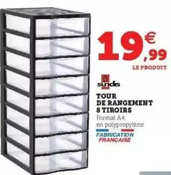 Hyper U Tour De Rangement 8 Tiroirs Sundis offre