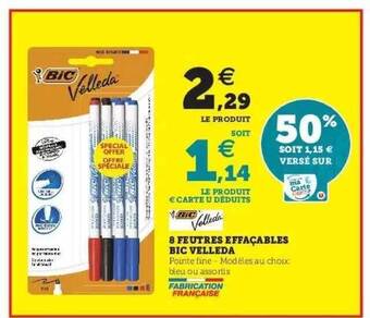 Hyper U 8 Feutres Effaçables Bic Velleda offre