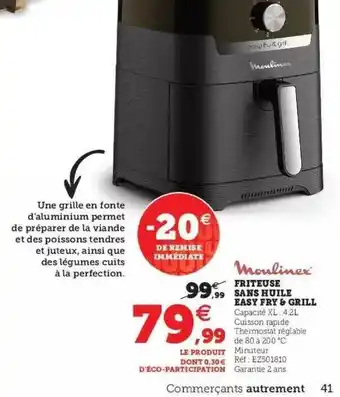 Hyper U Friteuse Sans Huile Easy Fry & Grill Moulinex offre