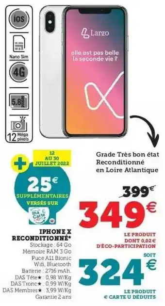 Hyper U Iphone X Reconditionné offre