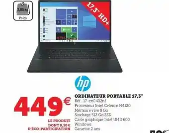 Hyper U Ordinateur Portable 17,3 offre