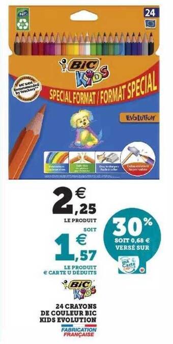 Hyper U 24 Crayons De Couleur Bic Kids évolution offre