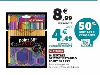 Hyper U 18 Feutres De Dessin Stabilo Point 88 Arty offre